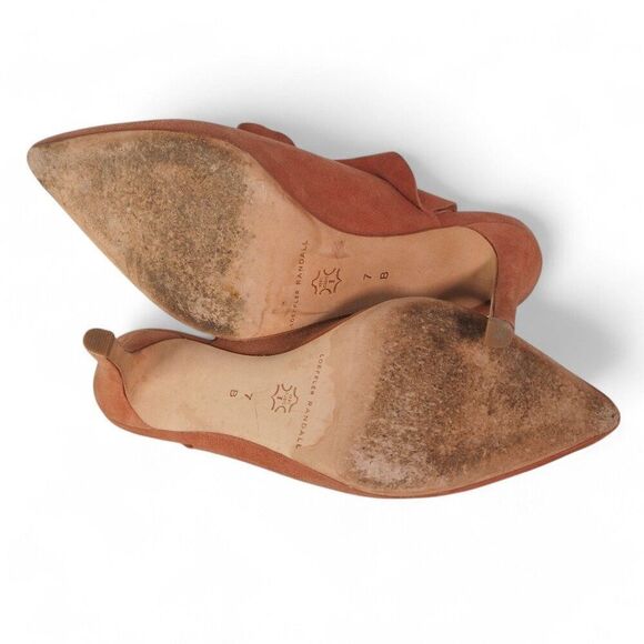 Loeffler Randall Langley Ruffle Stiletto Kid Suede Heels "Dusty Rose" Women's 7B - Picture 8 of 10